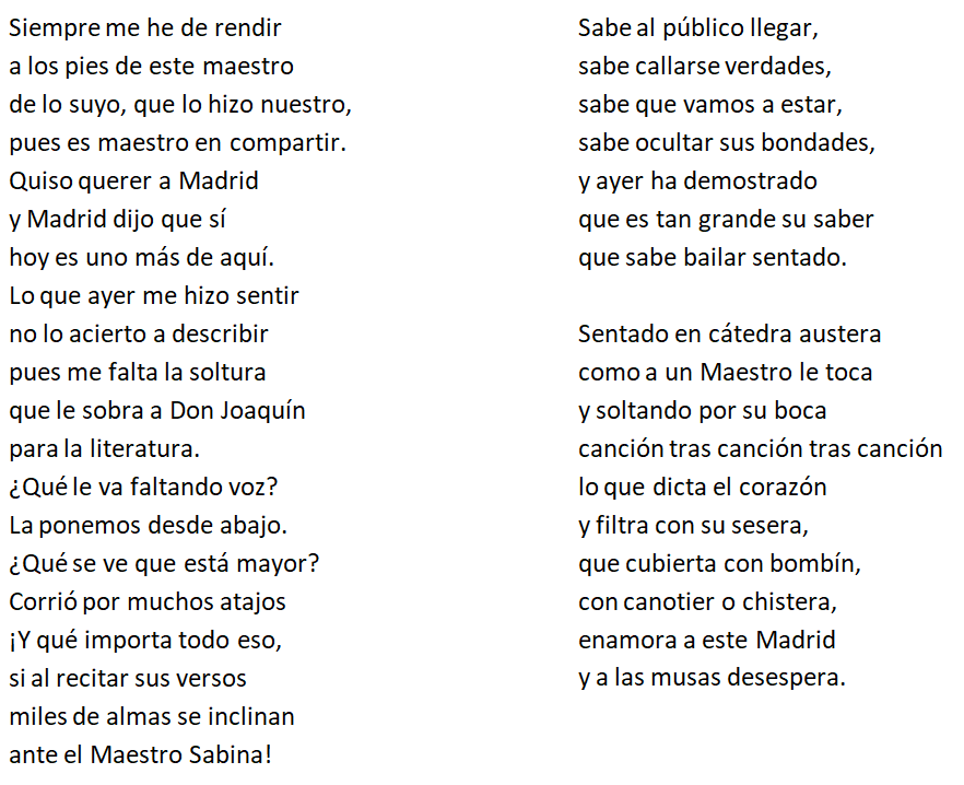 Siempre a sus pies Maestro <a href="/JSabinaOficial/">Joaquín Sabina</a>