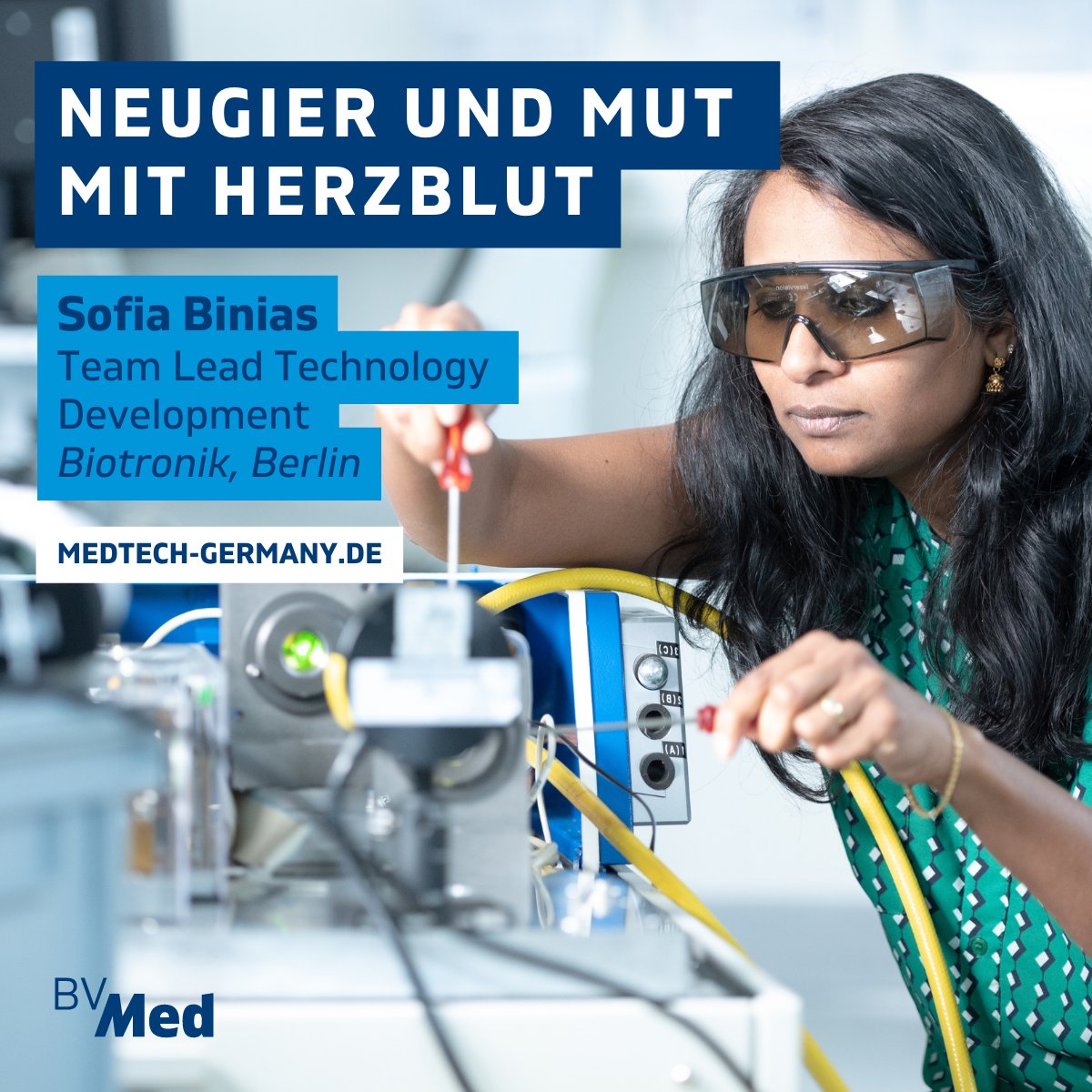 BVMed's tweet photo. In Berlin erforschen Spezialist:innen was für Tausende Menschen Lebenserhalt bedeutet: Herzschrittmacher & Defibrillatoren. Darunter Sofia Binias. Neben dem technologischen Fortschritt liegt ihr die Team-Entwicklung am Herzen. Zum Artikel: https://t.co/rmjvTeZcy7 #MedTechGermany https://t.co/522vspFLWs