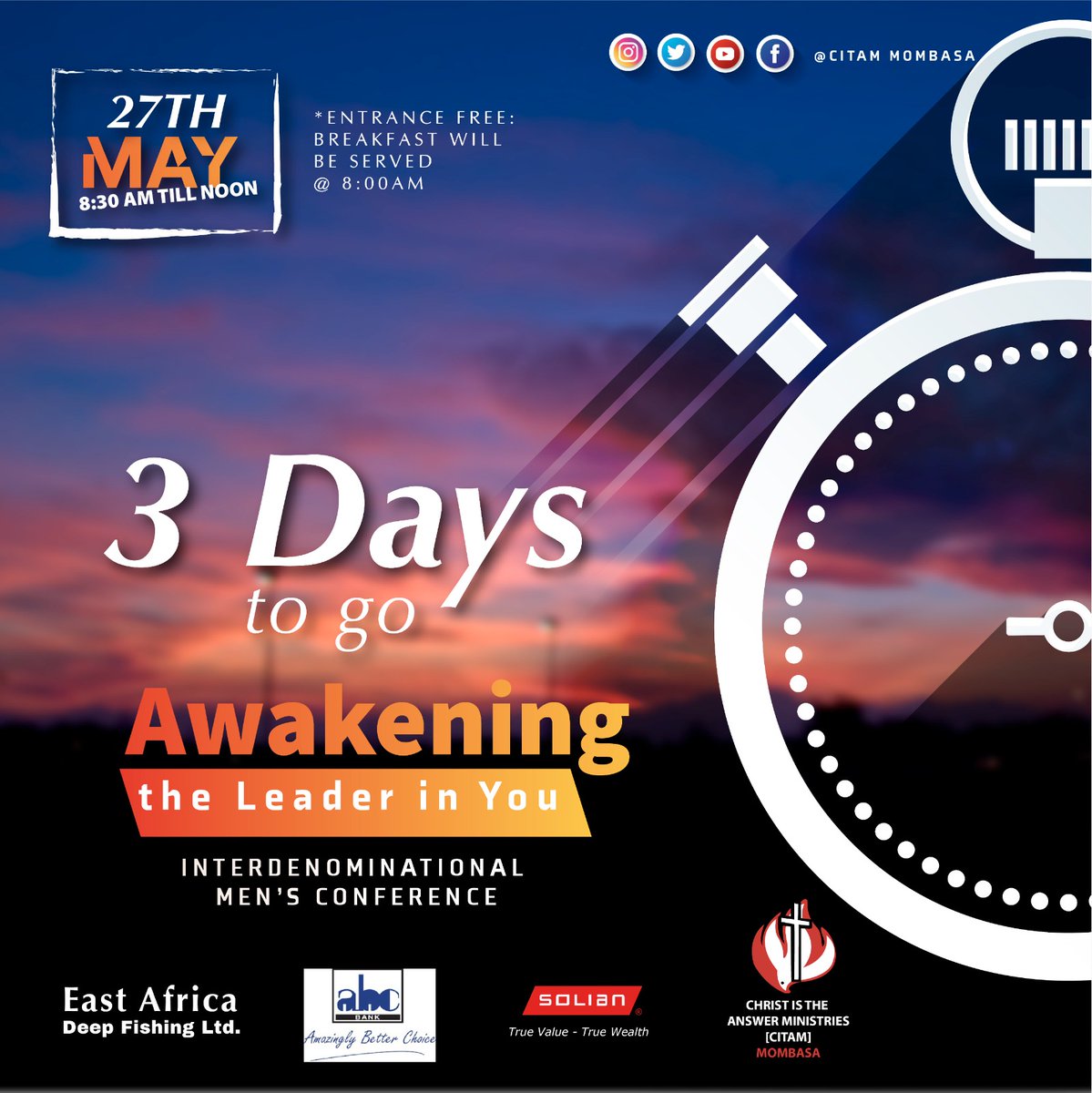 This is for the men! Are you in Mombasa and it's environs? Park Lane Nyali is the place this  Saturday. <a href="/smbevi/">Simon Mbevi</a> will be speaking.  Entry is totally free!. 
<a href="/Jngochi/">Jotham Munene</a> @Simo <a href="/FednarndPonga/">F. M. Ponga</a> <a href="/malecheric/">Eric Maleche</a> <a href="/juliuskiptoon/">Julius Kiptoon</a> <a href="/silvesterkututa/">Silvester M. Kututa</a> <a href="/archnunda/">onsare Archmedes</a> <a href="/Okoko_Njeka/">Oks-B-Njeka</a> <a href="/klvnmulwa/">kelvin mulwa</a> 
#TheAwakening