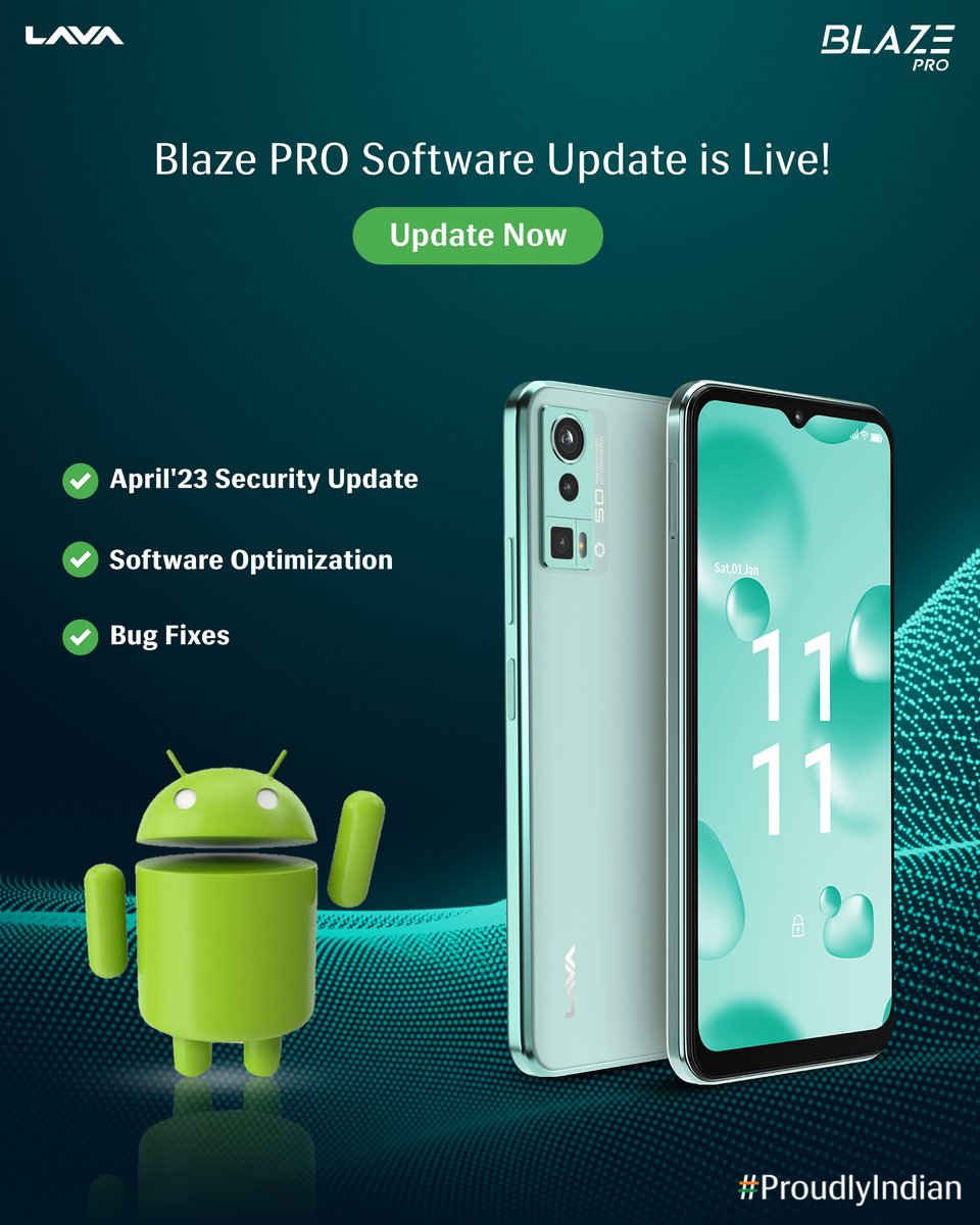 LavaMobile's tweet photo. #LavaSoftwareUpdate
Blaze Pro software update is live now!
Update your Lava Blaze Pro to get the latest security updates & software optimization.
To Download: Go to settings > System > Advance > System Update
#BlazePro #LavaMobiles #ProudlyIndian https://t.co/s8EelQ5v6Q