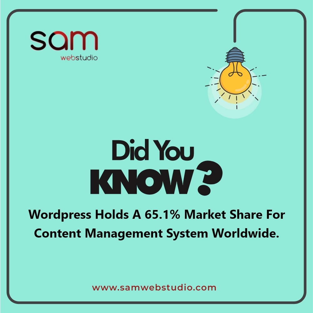#Wordpress Holds a 65.1% Market Share For Content Management System Worldwide.
📞Call Now: +91 9968353570
💻Visit Us: samwebstudio.com
.
.
#facts #fact #didyouknow #amazingfacts #wordpresswednesday #wordpressfacts #wordpresswebsites #wordpressdevelopment #wordpressdesign