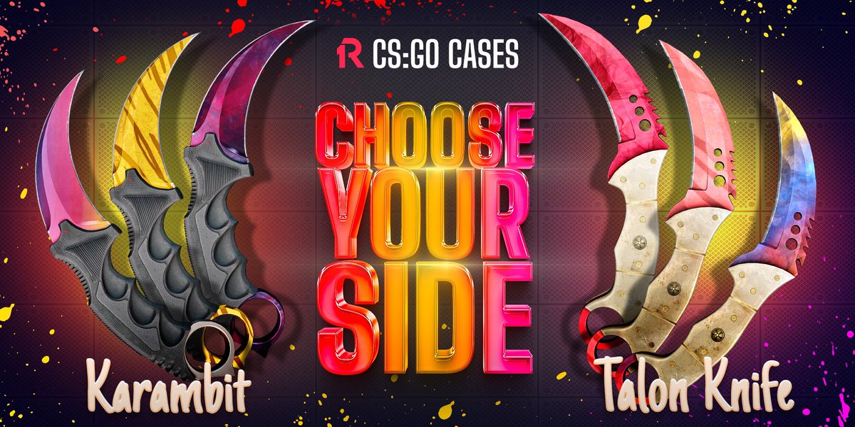 r1_skins's tweet photo. It's a great time to Choose your Side! Let's find out who is more: Karambit fans or Talon fans? 👀❤️

Write below for whom you are! Among the majority, we will GIVEAWAY small bonuses! 🎉

To join, put your Like &amp; RT! 🔥
#csgo #csgogiveaway #freeskins #csgofree #csgobattle #cs2 https://t.co/YgR5datAvz