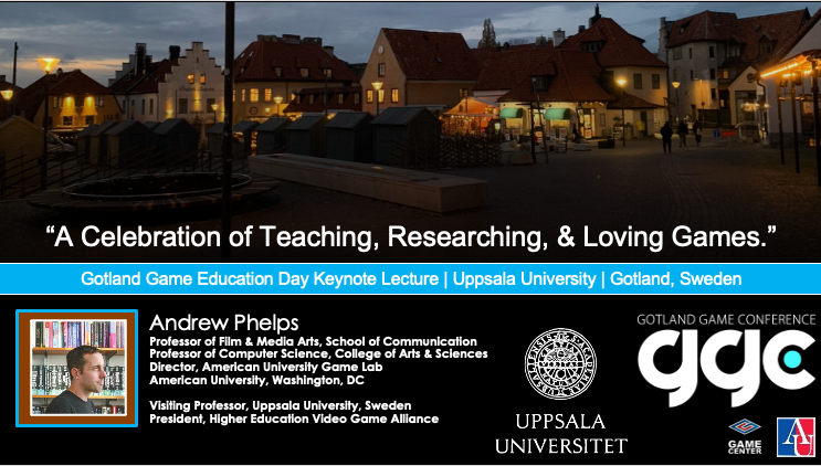 andymphelps's tweet photo. Delivering the keynote lecture today at @UU_University @GotlandGAME Game Educator Day 2023, and then I'll be helping judge the student game competition. @auGameCenter @AU_SOC @AUCollege #supportStudentGames #gamesEDU https://t.co/zt4cJPjj2e