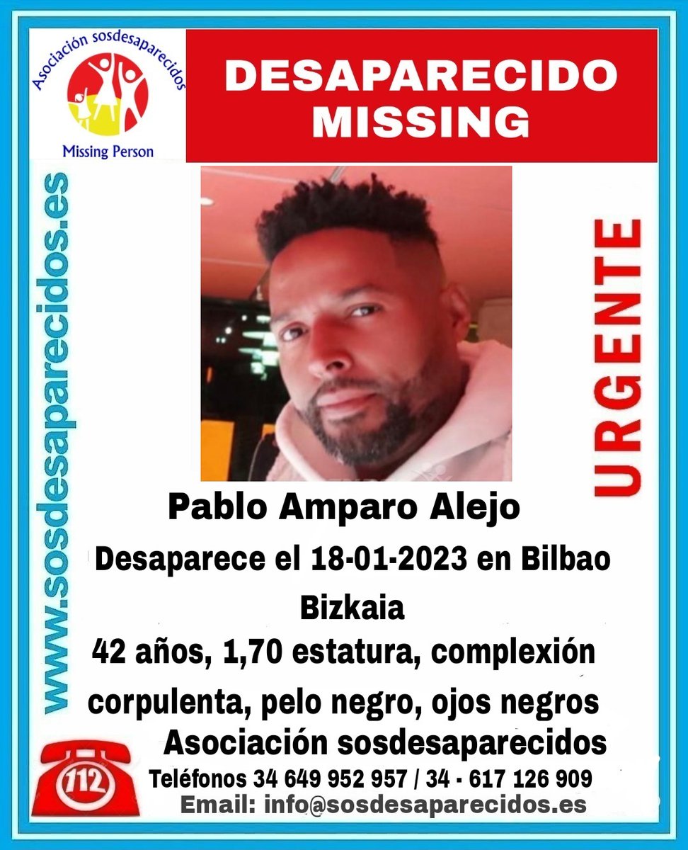 sosdesaparecido's tweet photo. 🆘 DESAPARECIDO
#desaparecido #sosdesaparecidos #Missing #España #Bilbao #Bizkaia https://t.co/EtvTTinFsL