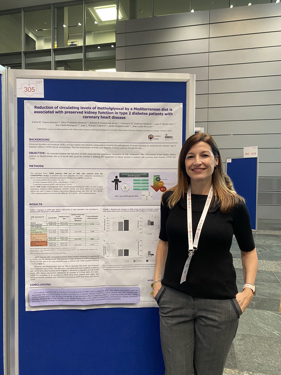 Patients with moderately kidney dysfunction reduces circulating #glycotoxins after consumption Mediterranean diet #EASCongress2023 #cordioprev #AGEs #kidneyfunction @IMIBIC @ElenaM_Yubero @InternaHURS @Univcordoba @CIBER_OBN