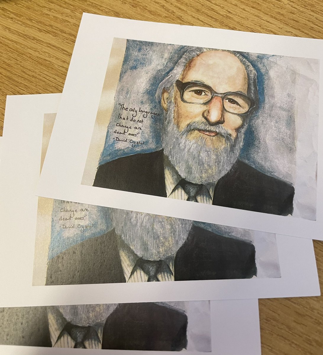 My annual ‘David Crystal wishes you luck’ cards to year 13, based on a painting I received from a super talented year 13 a few years ago!