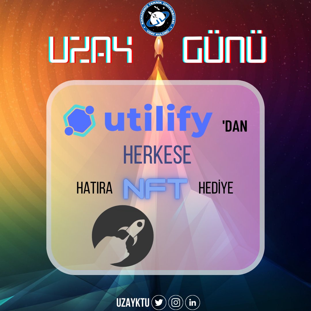 uzayktu's tweet photo. 🛸UZAY GÜNÜ |
25 Mayıs Perşembe 10:00 - 17:00 arasında gerçekleşecek etkinliğimizde @utilifyxyz in herkese hatıra NFT hediyesi olacaktır.

💯 NFT linki 25 Mayıs Perşembe günü YouTube sohbet ekranında paylaşılacaktır.

#dijital #uzay #ktü #cekilis #hediye #nft https://t.co/xQ8wkHed4v