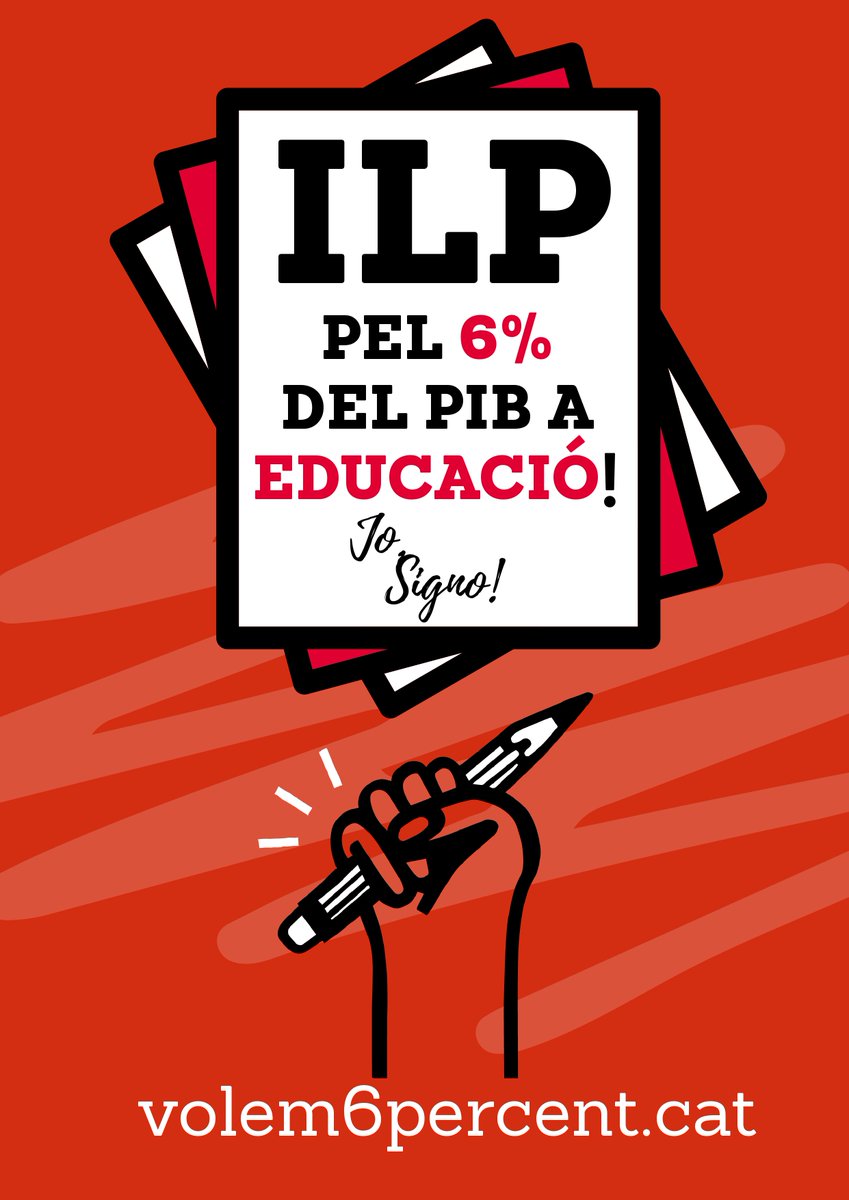 📢 Ens sumem a la campanya #Volem6PerCent de <a href="/CCOOeducacio/">CCOO Educació</a> 

Per millorar l'educació pública, la primera passa és destinar més recursos: volem el 6% del PIB en educació 

➡️ Més de 35 entitats ja ens hi hem adherit volem6percent.cat