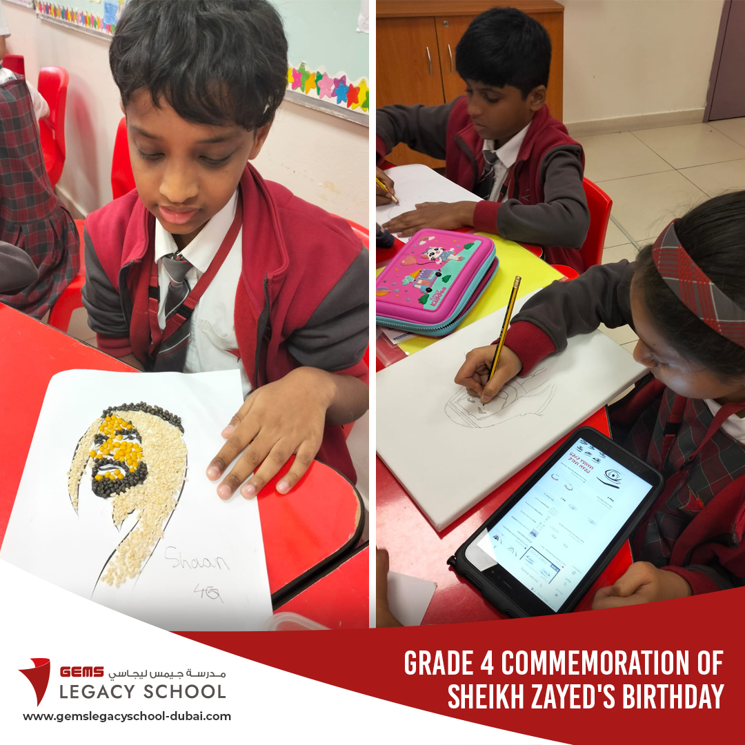 GEMSGLS's tweet photo. On May 6th, we honoured the birth of our Founding Father, H.H. Sheikh Zayed bin Sultan Al Nahyan. Through a creative activity organized by the SST department, our students expressed their gratitude through art.
#GEMSEducation #KHDA #GEMSLegacySchool #HHSheikhZayed #GratitudeInArt https://t.co/Un31MCMvJO