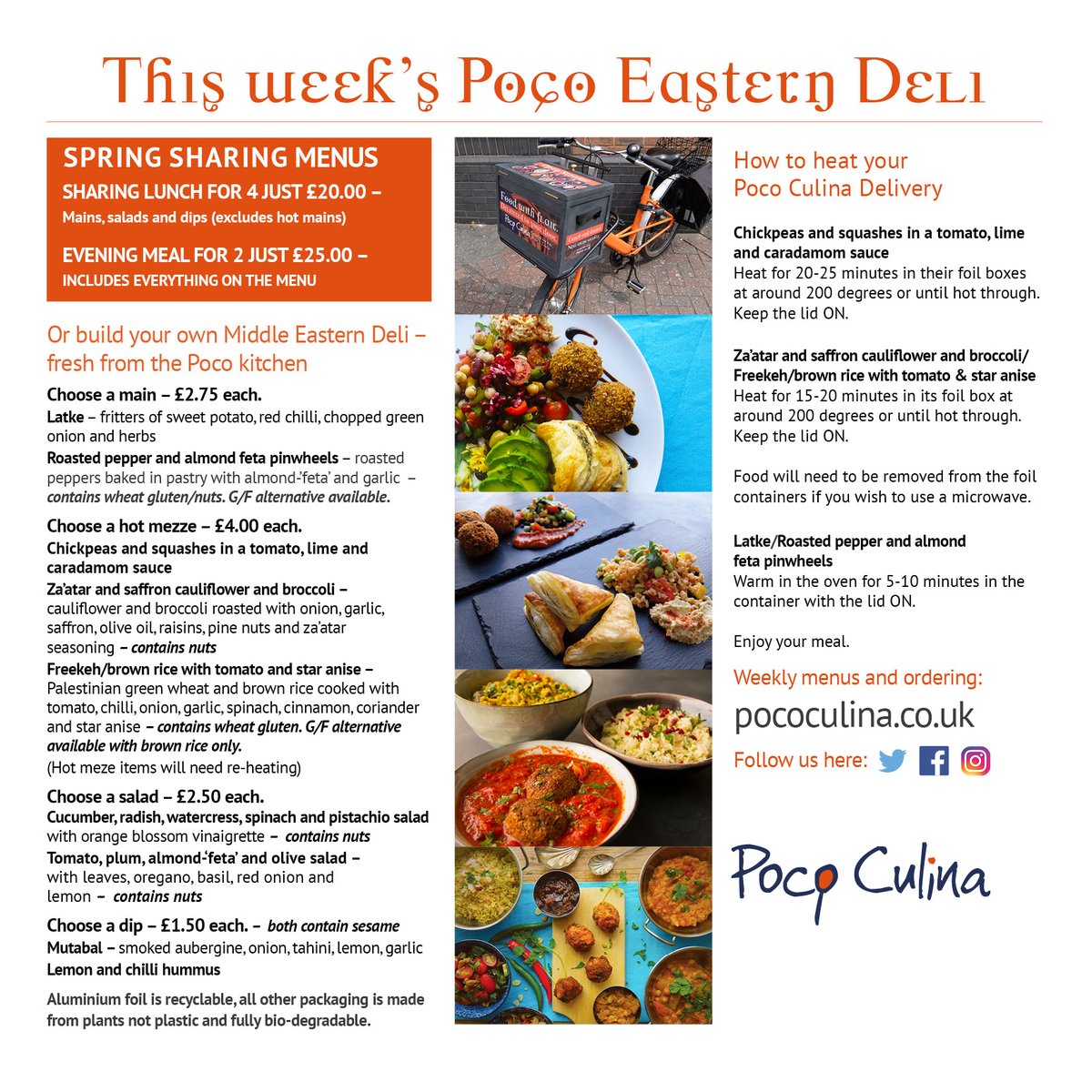 Enjoy the warmer weather with a signature Poco Feast from the Middle East this week?

A supper of incredible flavours, exotic smells and spices and crips, fresh ingredients and better still, delivered straight to your doorstep

Order here: pococulina.co.uk/home-work-deli…