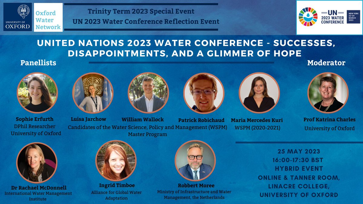 📢Exciting News!  Join us tomorrow for an insightful discussion session, reflecting on the achievements and challenges of the #UN2023 Water Conference! Let's explore the invaluable contributions of our speakers. Register here: bit.ly/3IfgTTm. The event will follow by🍕🍺