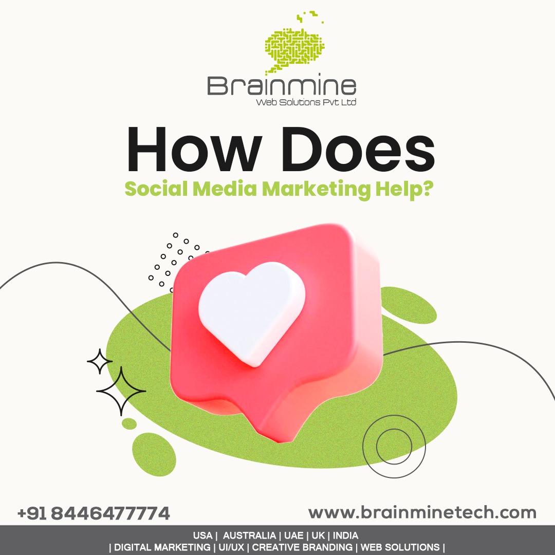 Brainminetechin's tweet photo. Title: How does social media marketing help?
1. #Tobuildacompany's brand 
2. #Increaseengagements  
3. #Drivewebsitetraffic 
4. #Increasesales
Social media marketing is a type of computerized promoting that uses the force https://t.co/rQuMBLNP1N