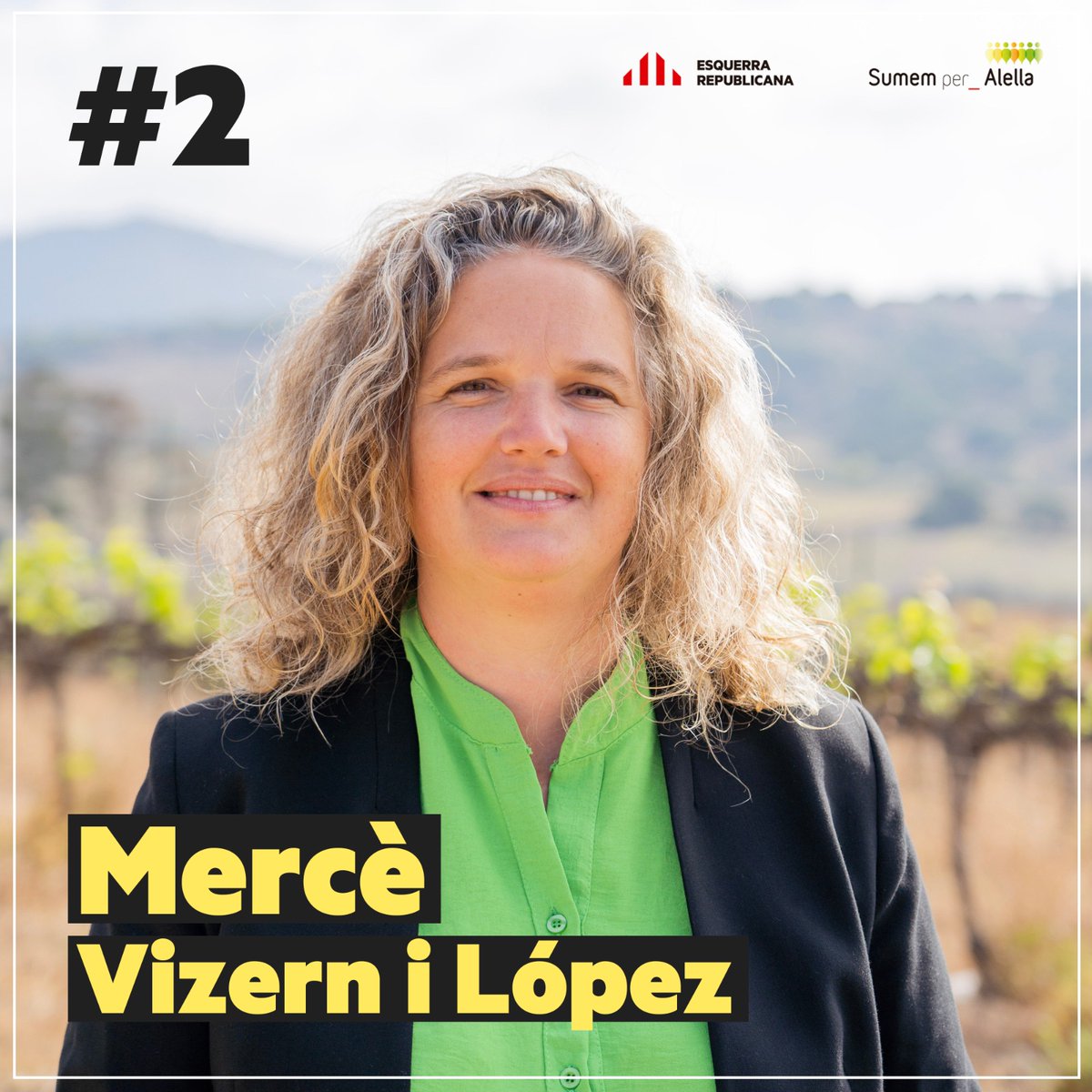 Núm.2️⃣
La Mercè Vizern i López🙋‍♀️Té 43 anys, és mare de la Noa i viu a Mas Coll. Li agrada gaudir de la seva gent i de la natura. És sòcia del Sistres, de l’associació de veïns de Mas Coll, d’Òmnium Cultural i milita a ERC.

#SomAlella #Alella2023 #FemRepublicà #Alella #Útils