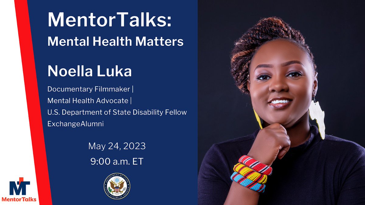 'Mentor Talks', an initiative of the USA Department of State recently hosted 'Whats Eating My Mind' Director, @noella_luka for an episode on #MentalHealthMatters.    

Look out for the episode coming out at 4:00pm (EAT) this evening.👍🏿 

#LetsTalkMentalHealth #MentalHealth