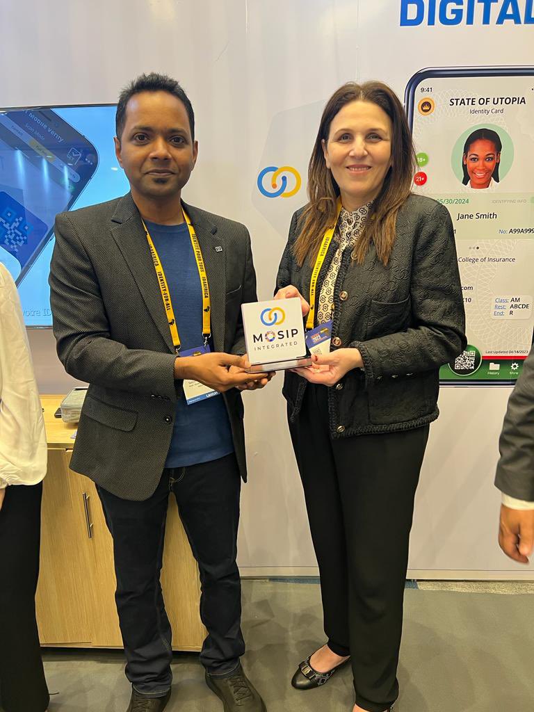GETGroupHolding's tweet photo. GET Group is thrilled to receive the Modular Open Source Identity Platform (MOSIP)  Integrator Award during ID4Africa  in Nairobi with the presence of our CEO, Mrs. Maysoon Jamal and Mr. Sanjith Sundaram .

#GETGroup #Award #MOSIPIntegrators #MOSIP #id4africa #kenya #events2023 https://t.co/FvEh6SsQva