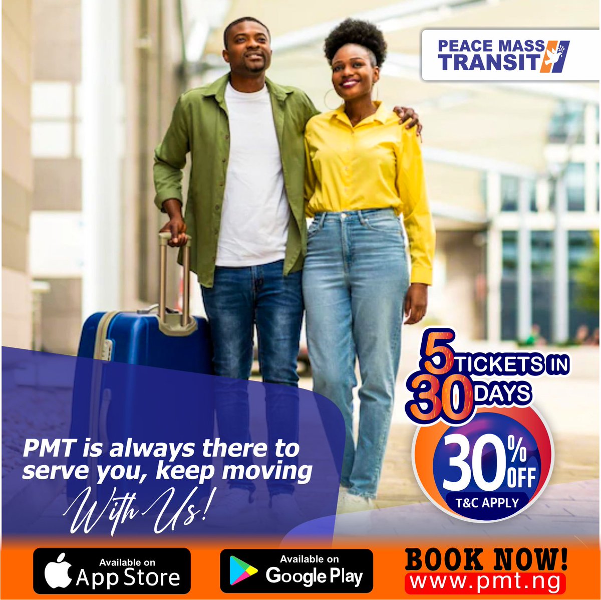 PMT is always there to serve you, keep moving with us!

Book now @ pmt.ng

Download our mobile App play.google.com/store/apps/det…

#Transportation 
#wednesdaythought 
#WednesdayMotivation 
#bookatrip
#peacemasstransit