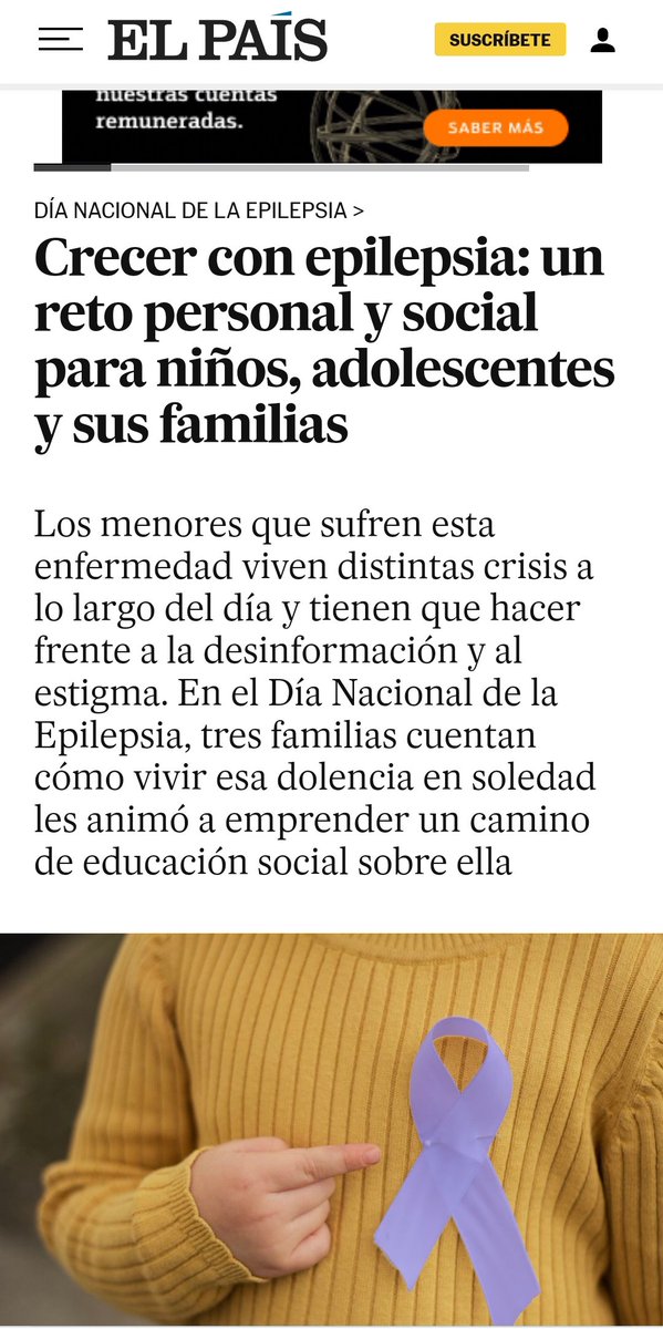Si, estoy en <a href="/elpais_espana/">EL PAÍS España</a> 

Hoy, artículo sobre la epilepsia en este día tan importante #DiaNacionaldelaEpilepsia 

Gracias a Rocío 🧠💜

elpais.com/mamas-papas/fa…