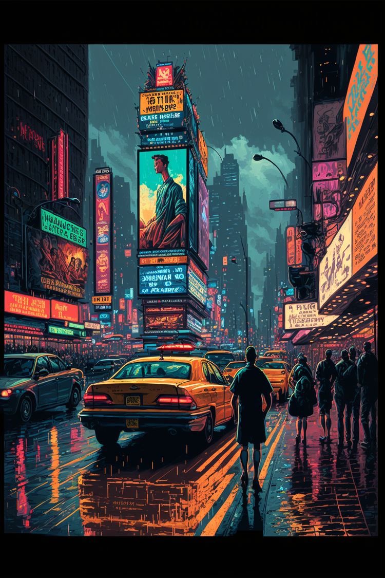 Rainy Times Square ,,, #art #popart #painting #pictures #artshare