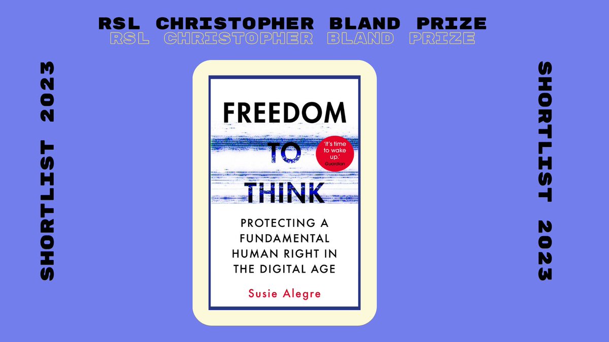 RSLiterature's tweet photo. @lemnsissay @meenakandasamy @SavidgeReads 🏆 'Freedom To Think' by Susie Alegre @susie_alegre
@AtlanticBooks #RSLChristopherBlandPrize https://t.co/1pMjHEjgBZ