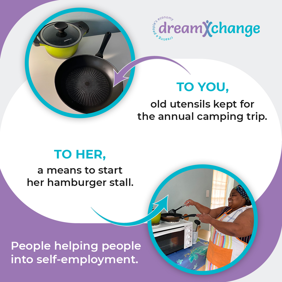 Offer tools of the trade, offer work opportunities or offer mentorship to those on their self-employment journey. This is how we will create a new economy of people helping people into self economic empowerment.

#PeopleHelpingPeople #ThePowerOfUs #dreamXchange #SelfEmployment