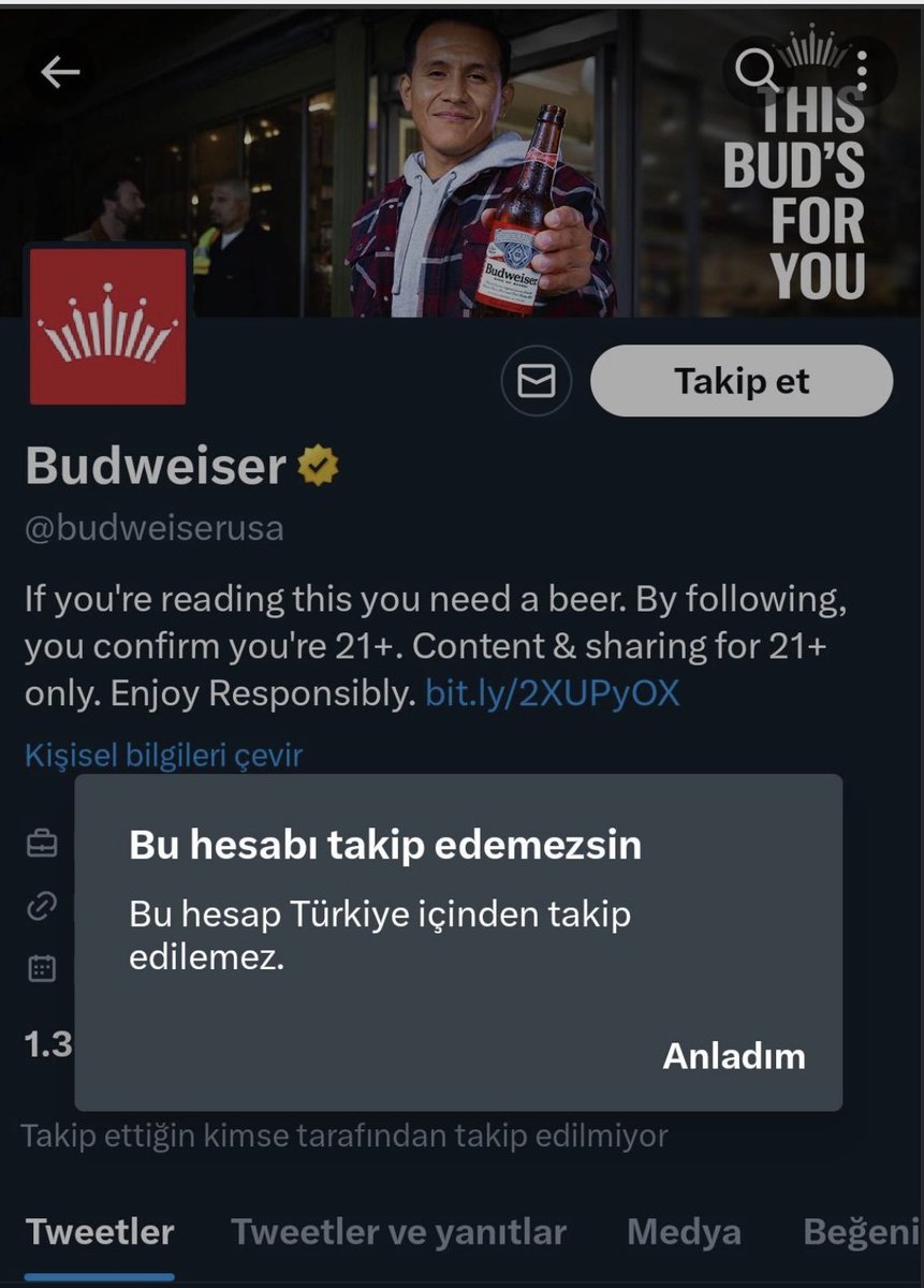 Global alkollü içecek markalarının Twitter hesaplarının Türkiye’deki kullanıcılar tarafından takip edilmesi yasaklandı.