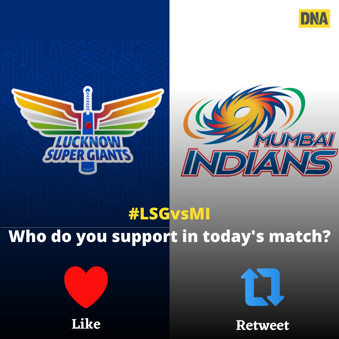 #IPLFeverWithDNA | Who do you support in today's match - #MumbaiIndians vs #LucknowSuperGiants? 

#MIvsLSG | #LSGvMI | #IPL2023 | #IPLPlayOffs