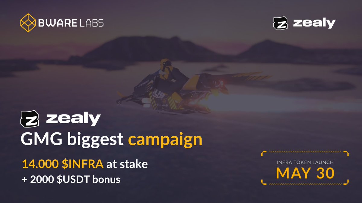 AlchemyVLDT's tweet photo. Hey, GM Gang! 

We are excited to announce the largest of our Zealy campaigns ever! 

We invite you all to join and compete in our leaderboard for a chance to win 80 NFTs worth 14000 $INFRA + 2k USDT

👇 https://t.co/dQ0wG3kPzj