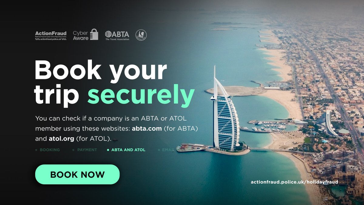 ✈️ Is the company you're booking your holiday with an <a href="/ABTAtravel/">ABTA</a> member? Do they offer ATOL protection?

Here's how to check ➡️

✅ Search ABTA members here: crowd.in/Ak8B7l 

✅ Search ATOL holders here: crowd.in/Zw4ejY 

#HolidayFraud