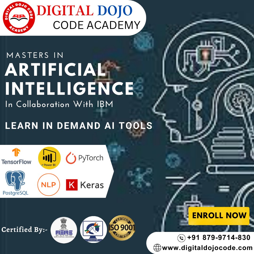 DigitalDojoCode's tweet image. Learn Atificial Intelligence in Dwarka: A Gateway to the Future with digital dojo code academy 📷
Website :- digitaldojocode.com
Enroll now+91 8799714830
#datasciencecertification #datasciencecourse #data #digitalmarketingcourse #digitaldojo