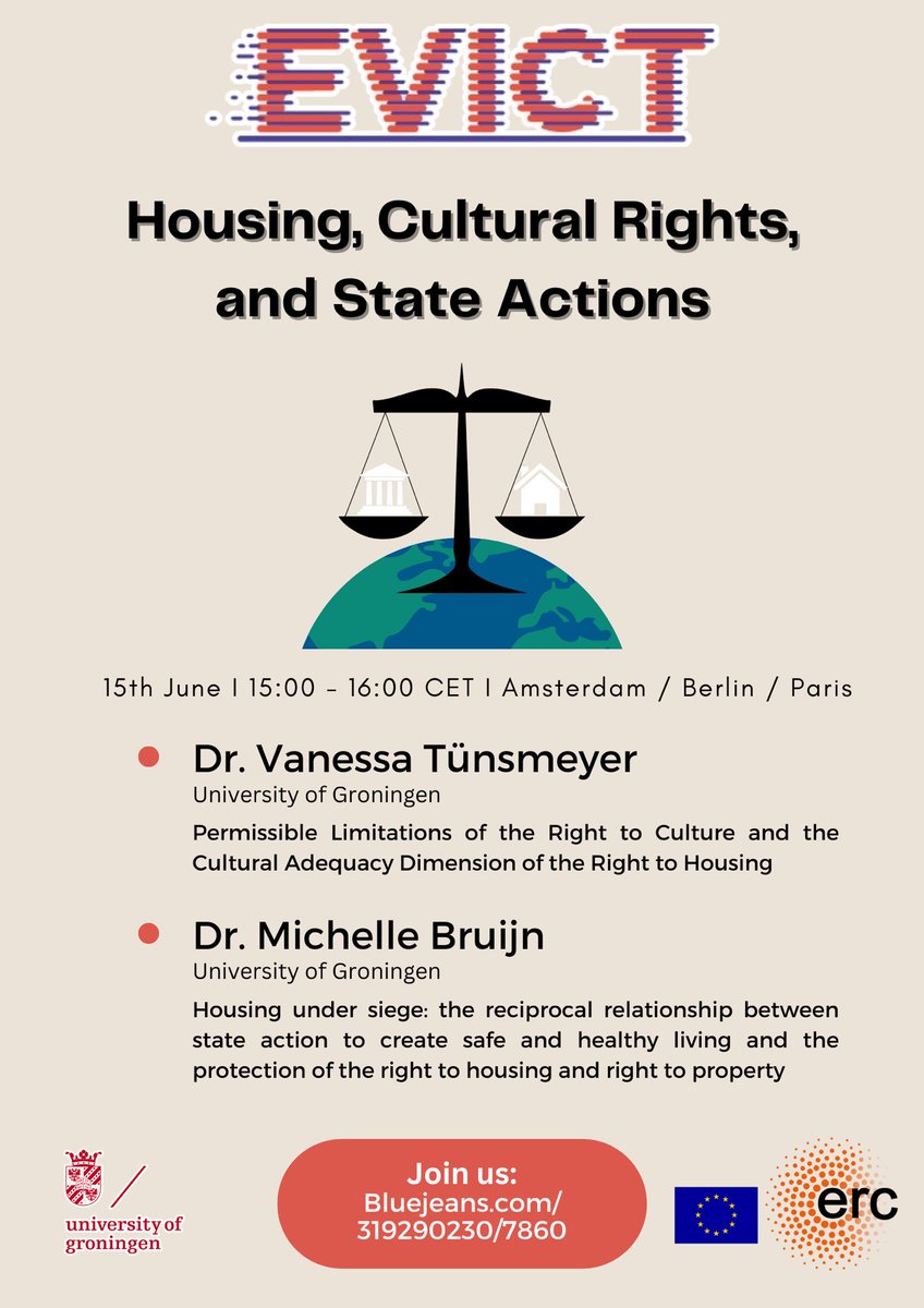 ProjectEvict's tweet image. Join us on the 15th of June for a talk on housing, cultural rights, and state actions! Read more about the event on our website: eviction.eu/event/bi-month…