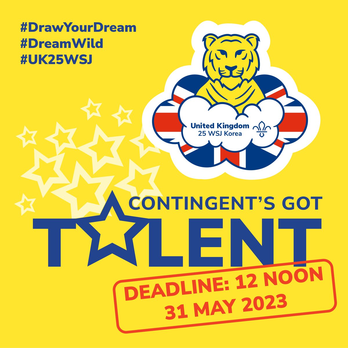 Have you got a special talent or skill? 📣 

This is your chance to shine on the main stage during <a href="/2023wsjkorea/">25th WSJ</a>! 

Applications close at 12 noon on 31 May. 

Apply here ➡️bit.ly/41Usj5L

#UK25WSJ #DreamWild #DrawYourDream