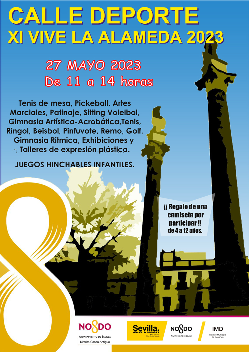 IMDSevilla's tweet photo. Éste sábado en #CalleDeporte #tuDistrito Casco Antiguo te proponemos:
✅Tenis de mesa
✅Pickleball
✅Artes marciales
✅Patinaje
✅Sitting voley
✅Gimnasia
✅Tenis
✅Ringol
✅Béisbol
✅Pinfuvote
✅Remo
✅Golf
✅Talleres
✅Hinchables
@tubarriosevilla https://t.co/4zp8GNVbMt