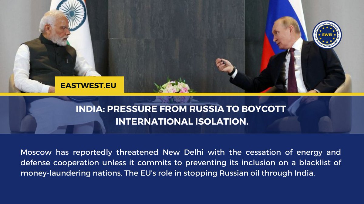 The international standing of India, which has maintained a strong position of neutrality since the beginning of the Russian invasion of Ukraine, risks complications.

More on: eastwest.eu/it/india-le-pr…

#ewei #eastwest #india #russia