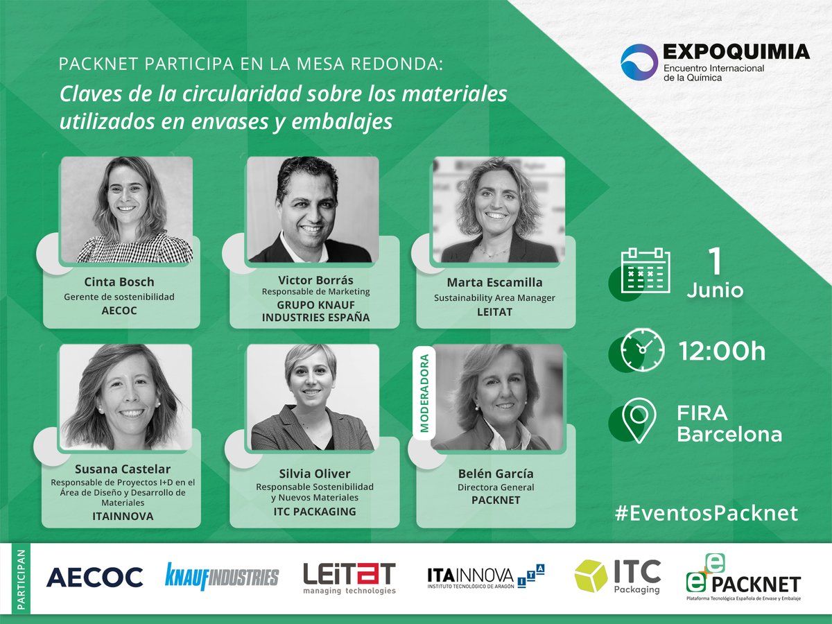 El 1 de junio estaremos en <a href="/expoquimia/">Expoquimia</a> 
Con <a href="/SusanCastAriza/">Susana Castelar</a> de @ITAINNOVA 
#circularidad #economiacircular ♻️👩‍🔬🧑‍🔬🧪