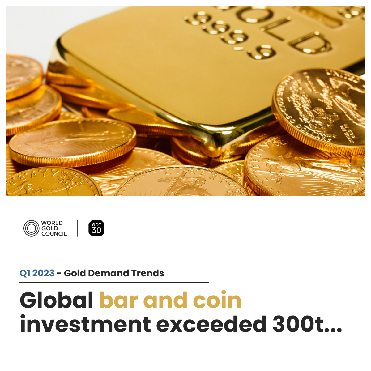 GOLDCOUNCIL's tweet photo. Gold's Q1 performance was shaped by its diverse sources of demand. Get the full picture in the latest edition of #GoldDemandTrends, out now