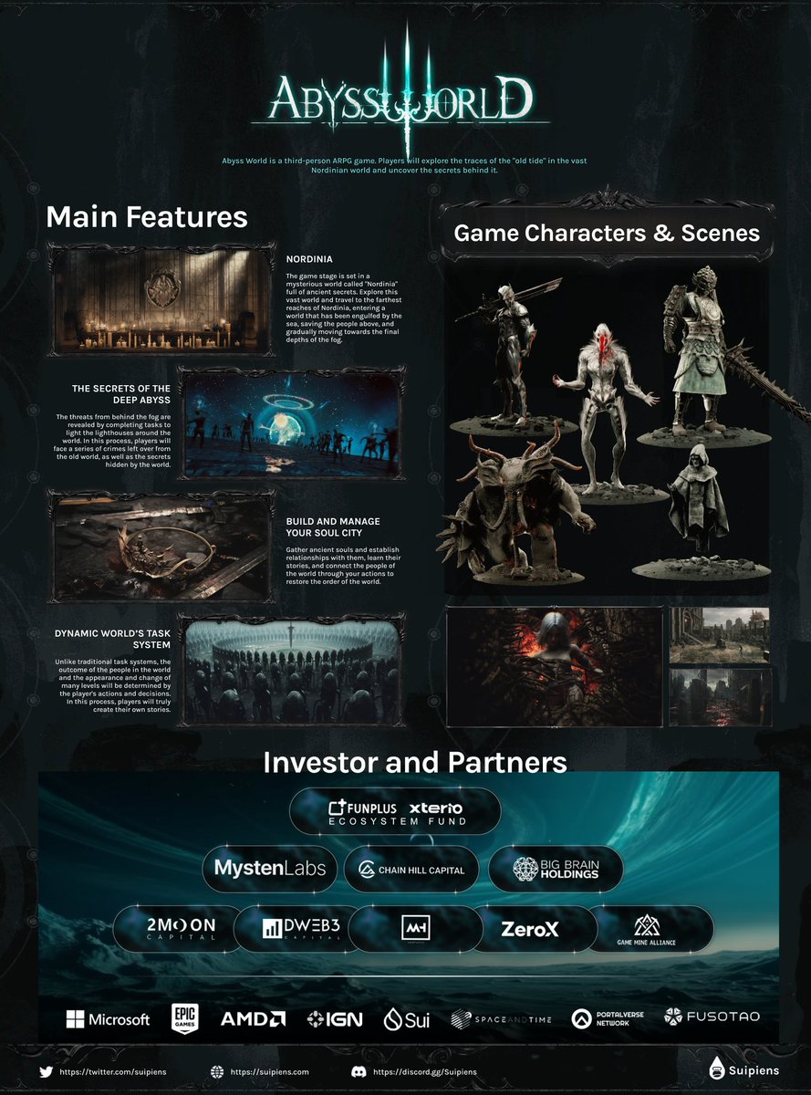 Let's meet <a href="/AbyssWorldHQ/">AbyssWorld | $AWT - AI Colosseum</a> , a captivating third-person ARPG game! Embark on an epic adventure as you delve into the vast Nordinian world, unraveling the mysteries of the ancient tide. 
Get ready to explore, fight, and uncover the secrets that await you!