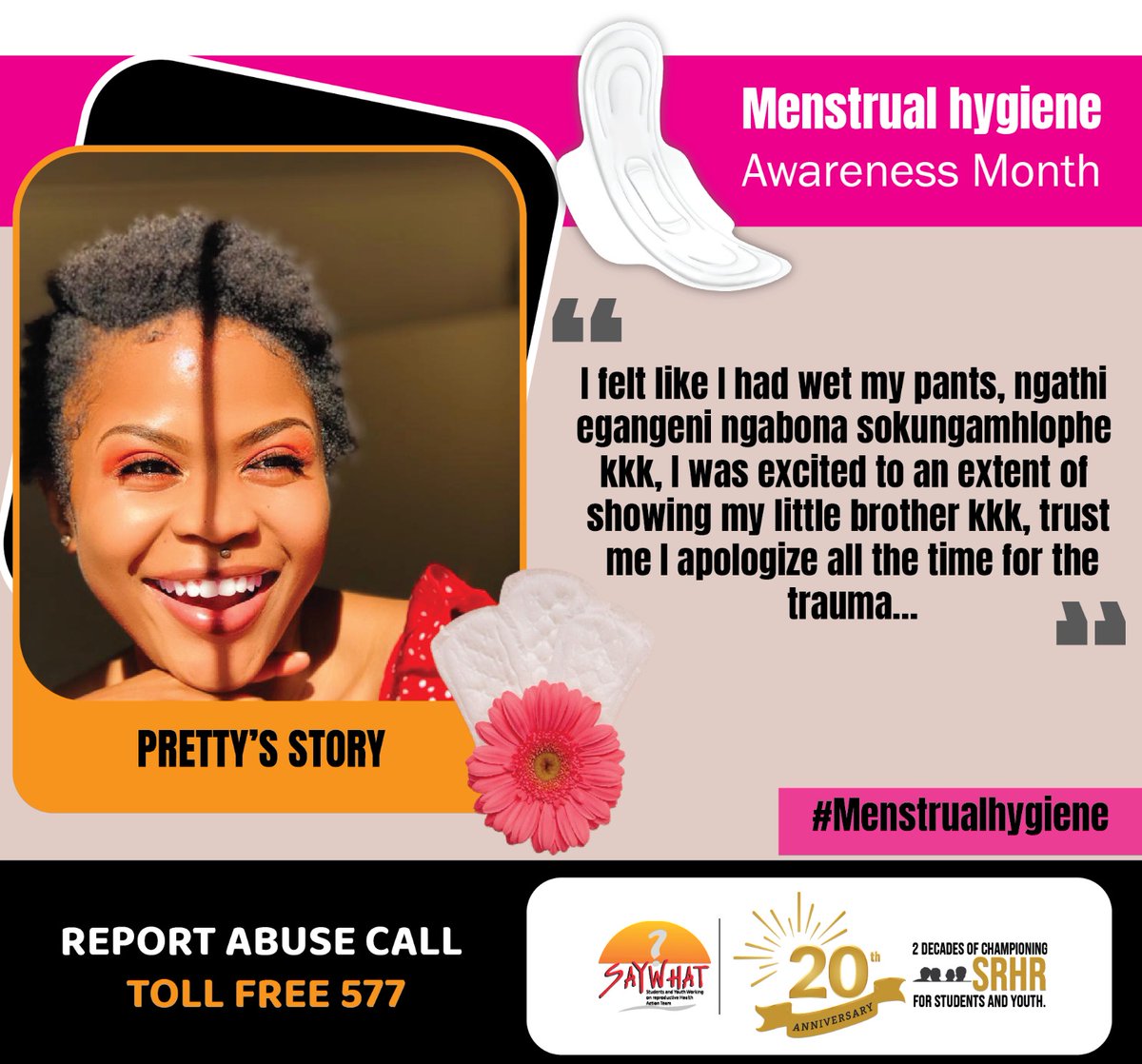 SAYWHATOrg's tweet photo. Pretty`s Story
1/2
I was at the rural areas when i experienced my first menstrual experience, I was worried that I might not be able to have kids, cause I thought my period was late, I blame the soul buddyz magazine😒 That day on our way home from the farm,
#menstrualhygiene https://t.co/SGwTgsxDU4
