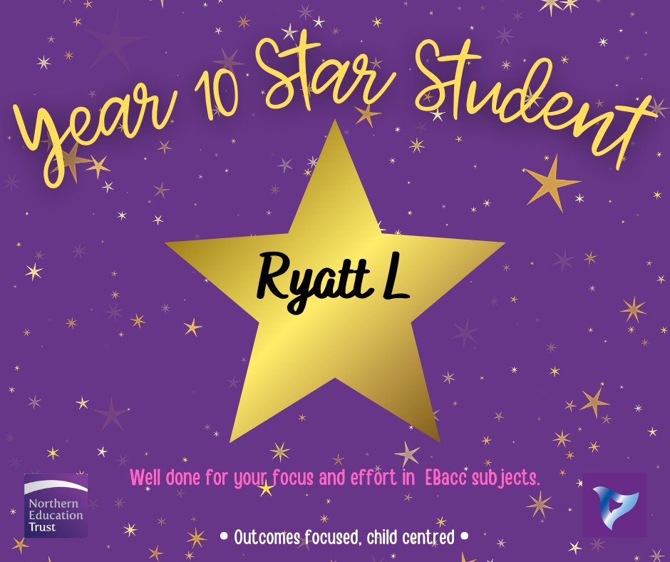 ⭐ Congratulations to this week's year 10 Star Student! You've worked incredibly hard in EBacc students over the past week. ⭐

#praiseculture #PROUD #wearefreebrough