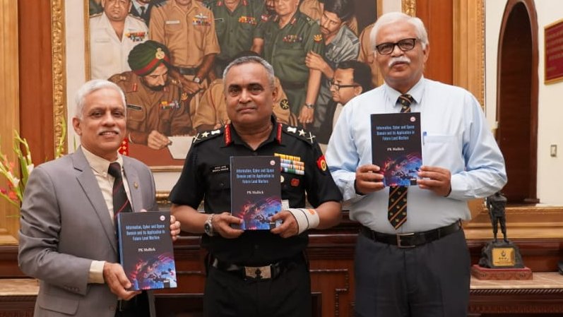 Today my book on Information, Cyber and Space Domain and its Application in Future Land Warfare was released by the Chief of Army Staff (COAS), General Manoj Pande, PVSM AVSM VSM ADC.