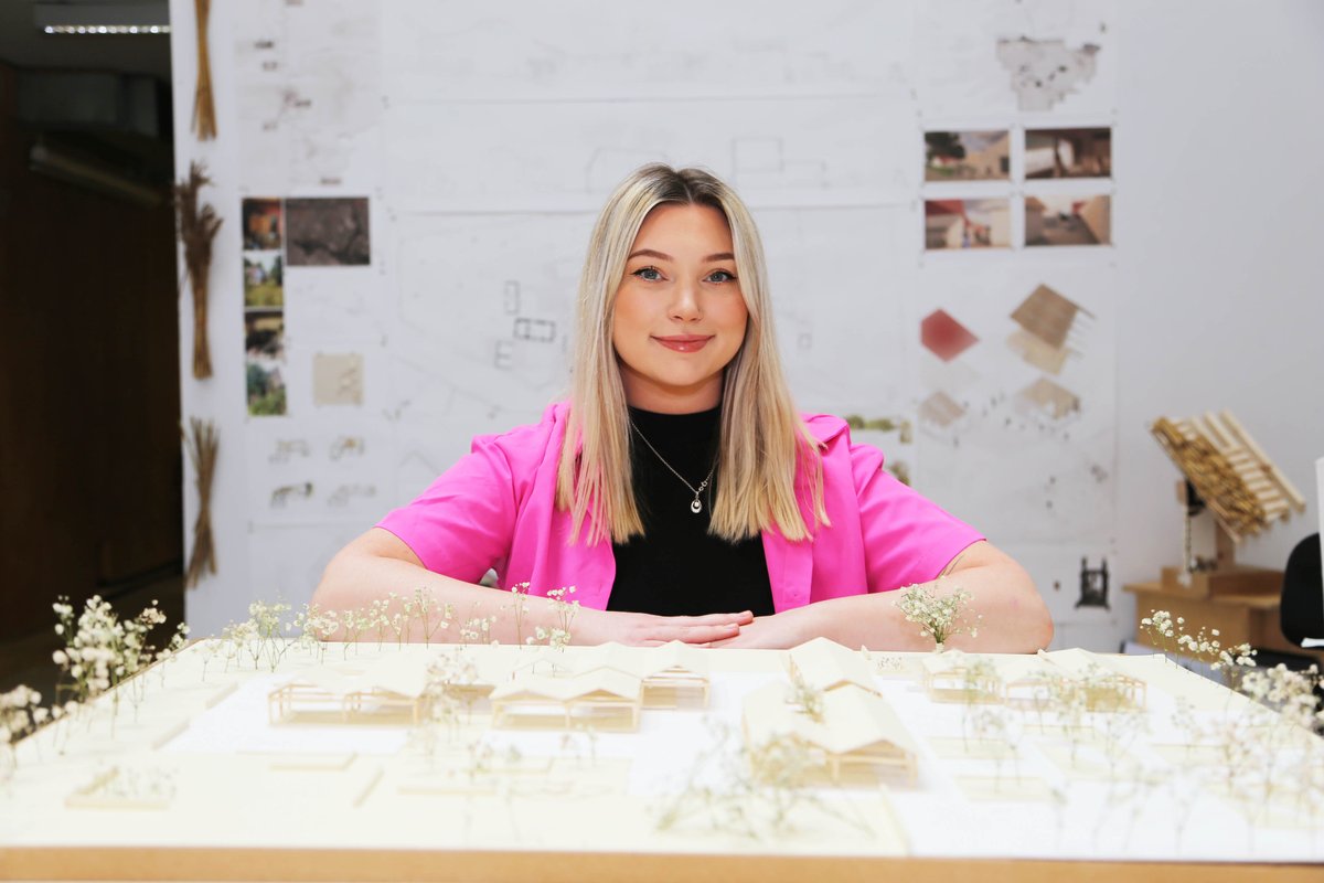 This evening we launch Design@UL50, an exhibition of works from the students of the School of Design @UL.

Megan Carey (pictured) is a final year Architecture student, her thesis focuses on built childcare environments.

Event Information: bit.ly/3Wy8Ren

#StudyAtUL