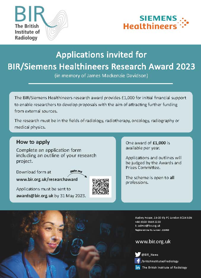 BIR (@bir_news) on Twitter photo Itās not too late to enter the BIR/Siemens Research Award. Ā£1k to get your research off the ground. Closing date 31 May 2023 bit.ly/3aALGIm <a href="/BJR_Radiology/">BIR Journals</a> <a href="/BIR_YPAT/">BIR YPAT</a> <a href="/BIR_CI_SIG/">BIR Clinical Imaging Special Interest Group</a> <a href="/BIR_AI_SIG/">BIR AI SIG</a> <a href="/SCoRMembers/">SCoR Members</a> Itās not too late to enter the BIR/Siemens Research Award. Ā£1k to get your research off the ground. Closing date 31 May 2023 bit.ly/3aALGIm <a href="/BJR_Radiology/">BIR Journals</a> <a href="/BIR_YPAT/">BIR YPAT</a> <a href="/BIR_CI_SIG/">BIR Clinical Imaging Special Interest Group</a> <a href="/BIR_AI_SIG/">BIR AI SIG</a> <a href="/SCoRMembers/">SCoR Members</a>