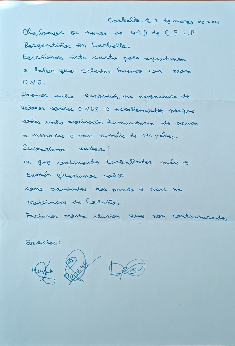 UNICEFGalicia's tweet photo. Hoxe en @UNICEFGalicia recibimos unha carta moi especial.
Moitas grazas á clase de 4ºD do CEIP Bergantiños de #Carballo polas vosas palabras!
Pronto recibiredes a nosa resposta.
#Educadereitos @UNICEF_EDU https://t.co/OFmfmwLXtr