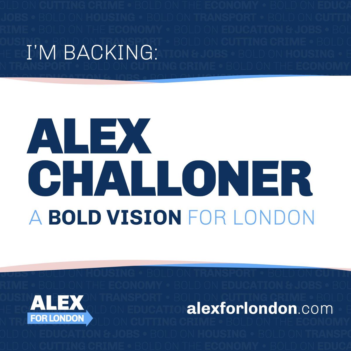 Reeceypugh's tweet photo. I’m absolutely delighted that @challoner_alex is campaigning to be a candidate in the London Mayoral elections. 

Alex has a bold vision for London and he has my full support. https://t.co/vM5hpWa8YC