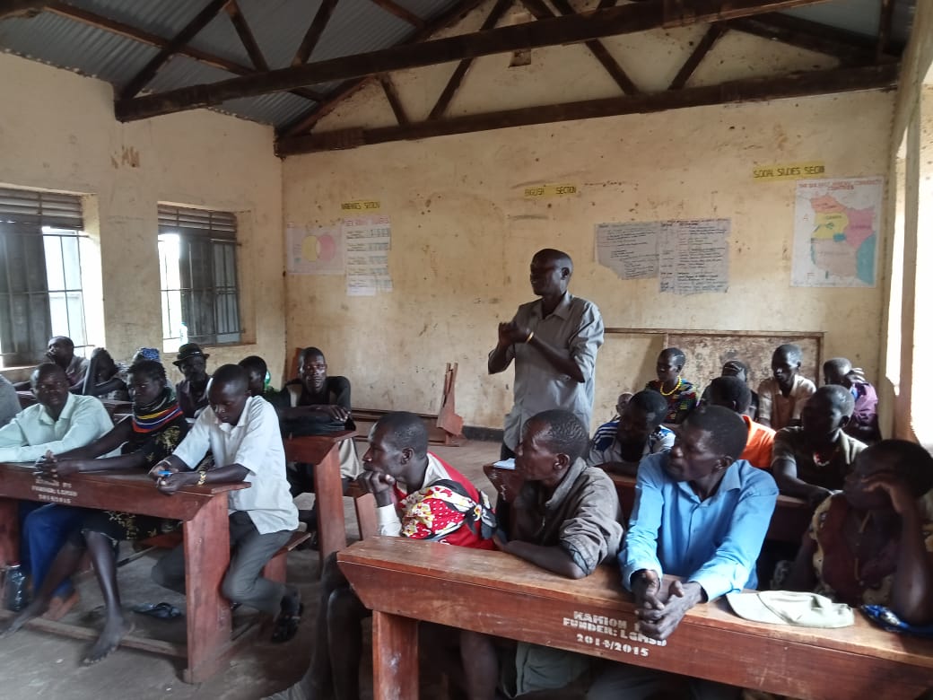 Review meeting of the Loyoro Resource Sharing Agreement held at Kamion in Kaabong District, Uganda The meeting was attended by leaders, kraal elders, Natural Resource Management committees, youth and women.