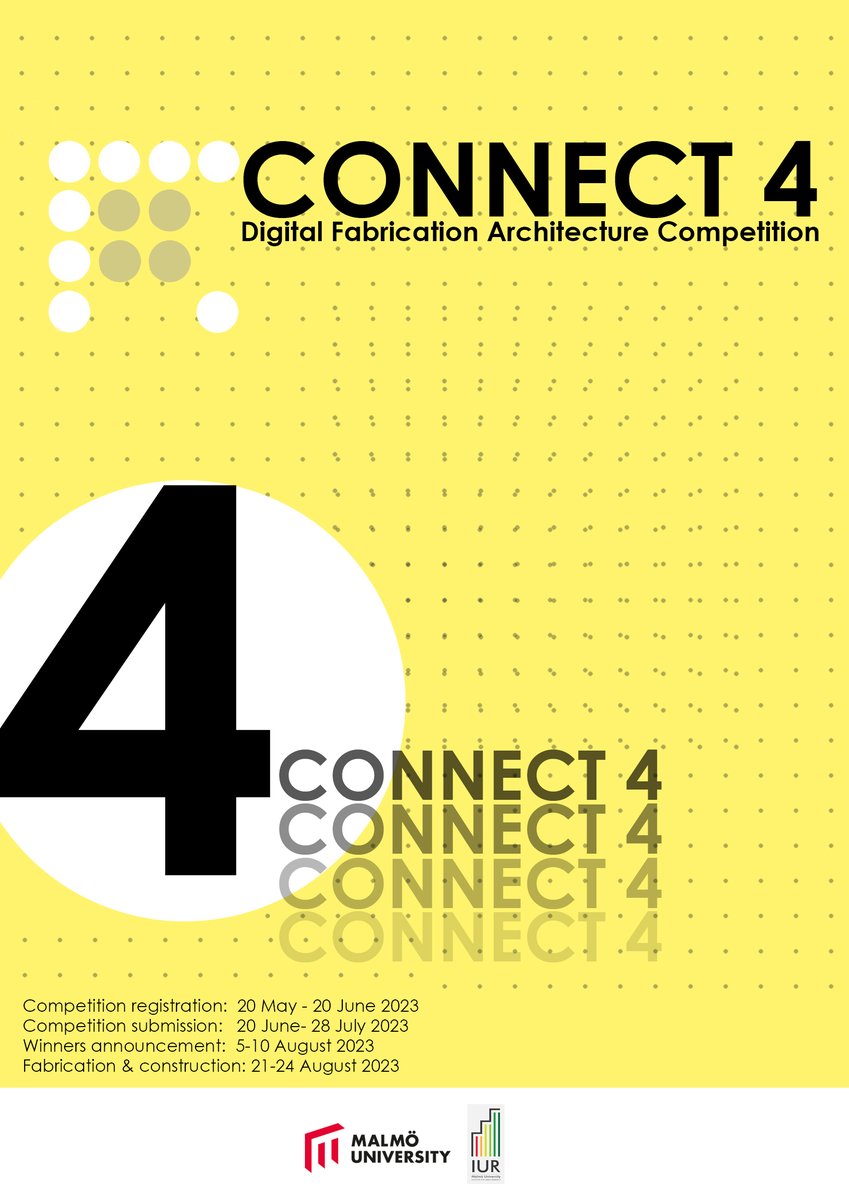 Registration for 'Connect 4' Digital Fabrication Architecture Competition is now open. Please circulate among your network specially students. Registration and the call links below. 
lnkd.in/e9NnDgFE
lnkd.in/eW2ynwdW