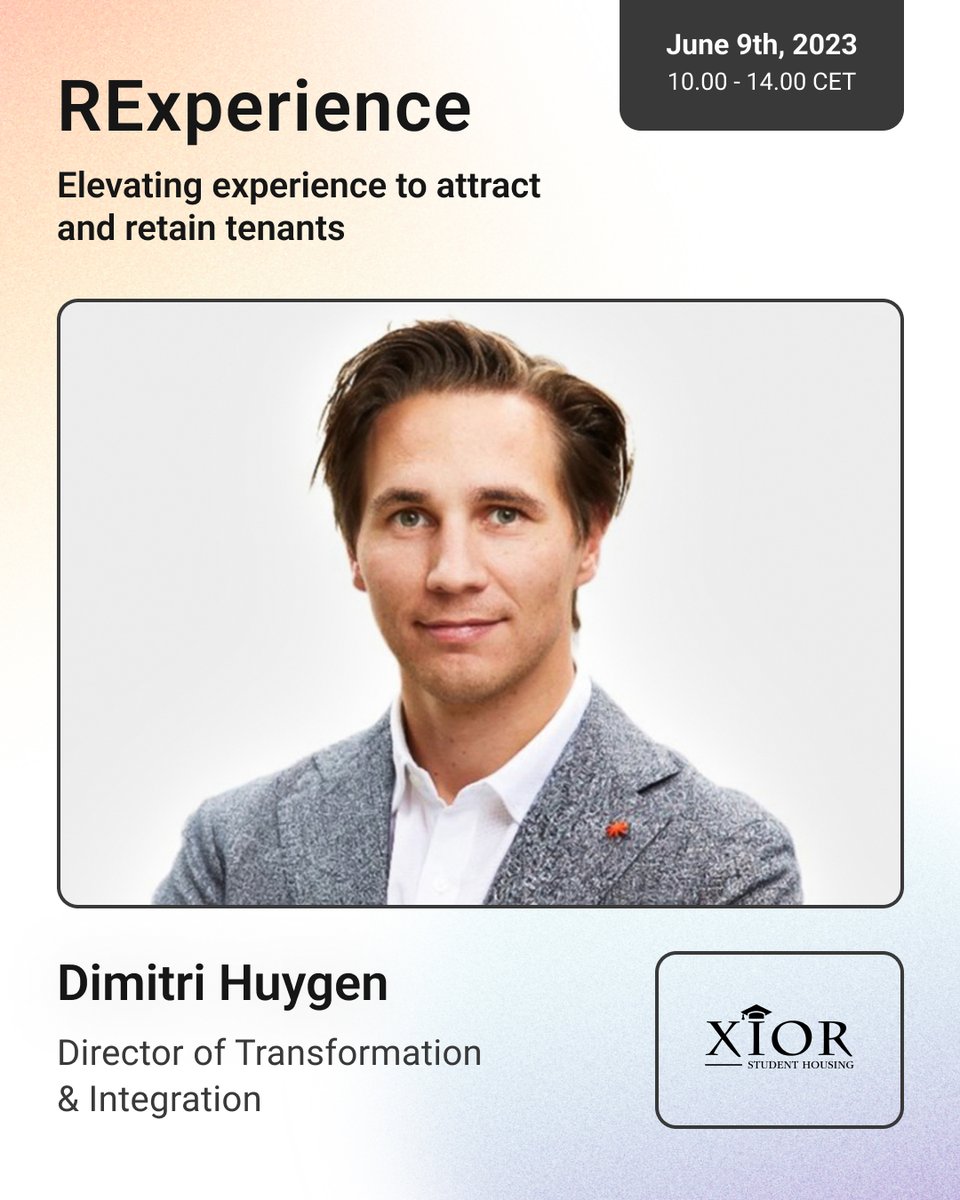 🎤 Introducing RExperience Speakers: Dimitri Huygen from Xior Student Housing!

✨ As a speaker at the '3 Customer Experience Dilemmas That Needs Addressing in 2023' panel, Dimitri will share his vision of tenant satisfaction in #studentaccommodation.