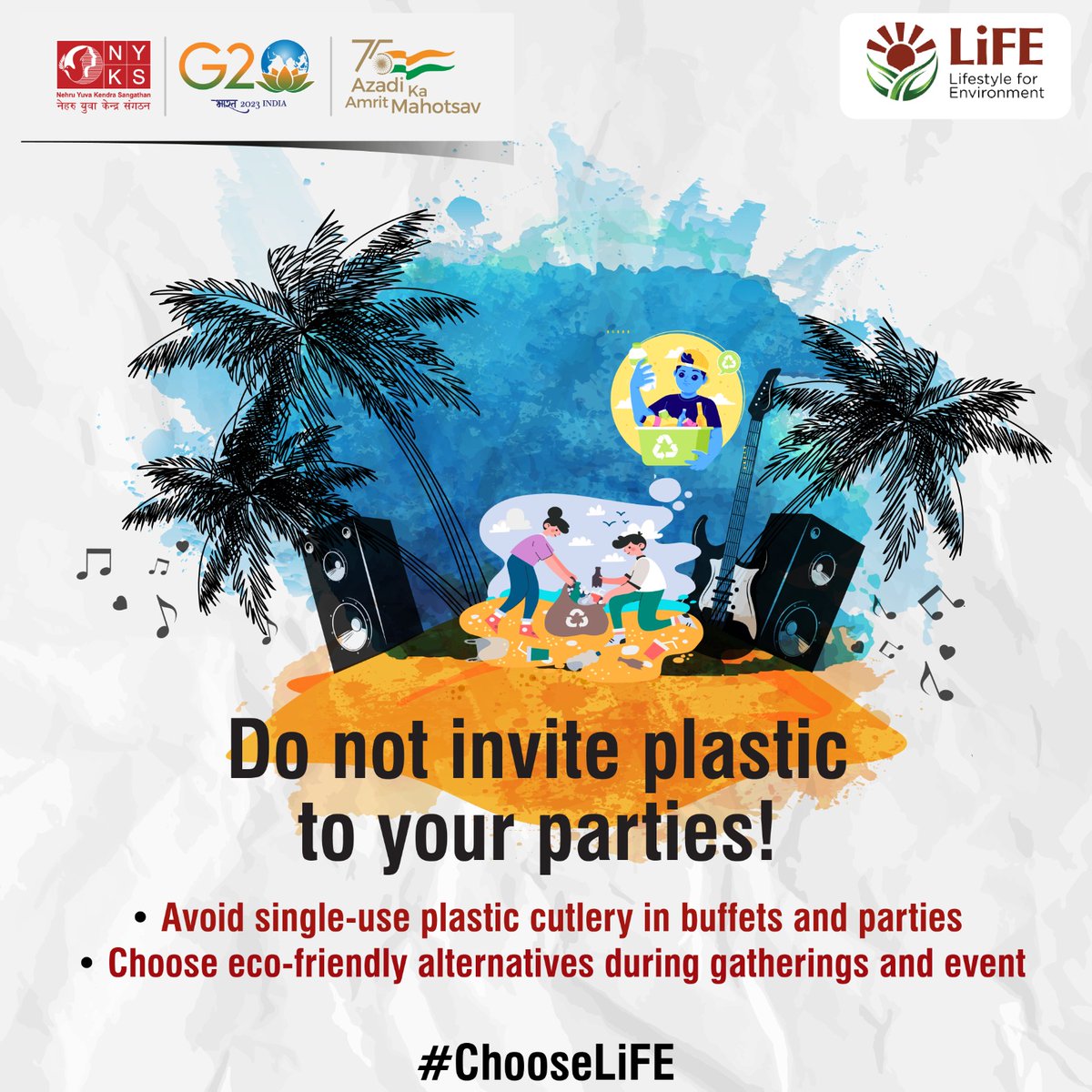 Let's make a difference together! 
Say NO to single-use plastics and YES to eco-friendly options during your next gathering or event. Make a positive impact with #MissionLiFE.

#ChooseLiFE #SayNoToSingleUsePlastic #SaveEarth