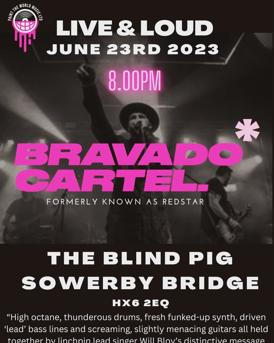 Next gig 
#rockandroll #rock #bravadocartel #music #sowerbybridge #blindpig #altrock