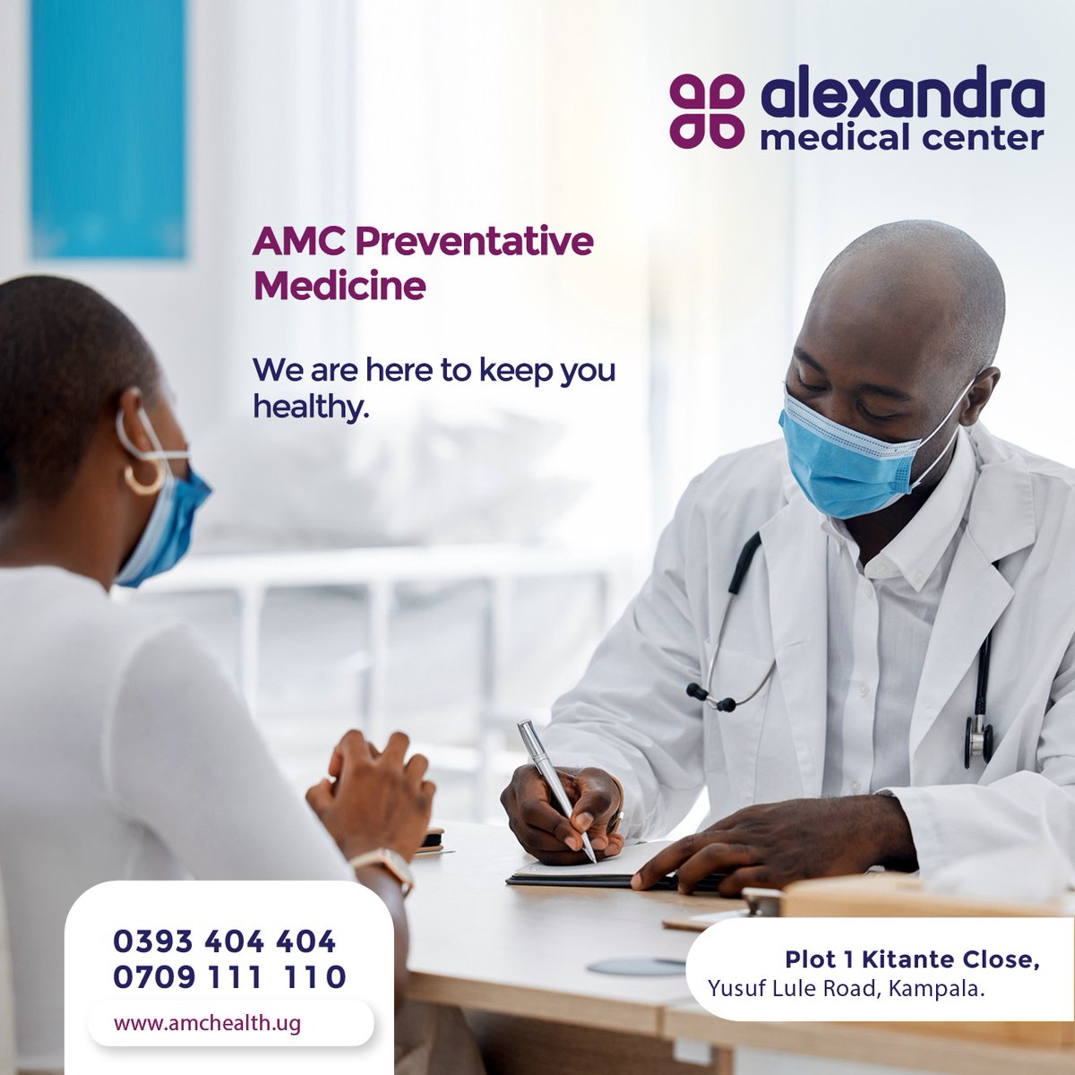 Our goal is to ultimately prevent diseases to improve patient well-being.

Visit us today at Plot 1 Kitante Close, Yusuf Lule Road and have a consultation with our Preventive Medicine Specialists.

#PreventiveMedicine #HealthCare #wednesdaythought