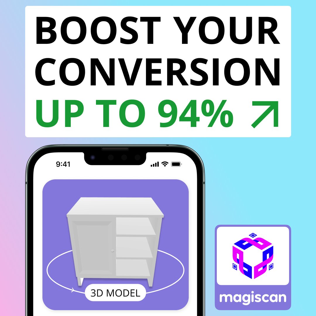 🚀 Elevate E-commerce with MagiScan for Business! 🛍️💥 Add 3D content for a 94% conversion lift! Bring products to life with AR for an 11x increase in conversions! Learn more linkedin.com/posts/ar-gener… and sign up business.magiscan.app !

#BoostConversions #Ecommerce #MagiScanApp